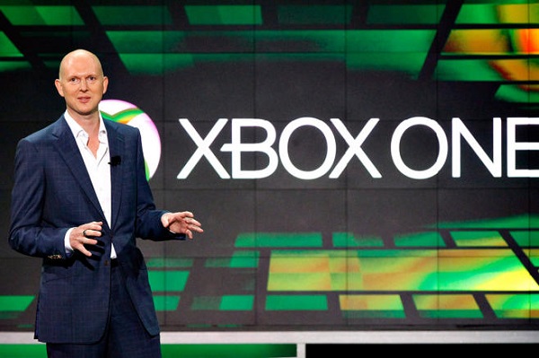 Harrison, corporate vice president of Microsoft, speaks during the Xbox E3 Media Briefing at USC's Galen Center in Los Angeles